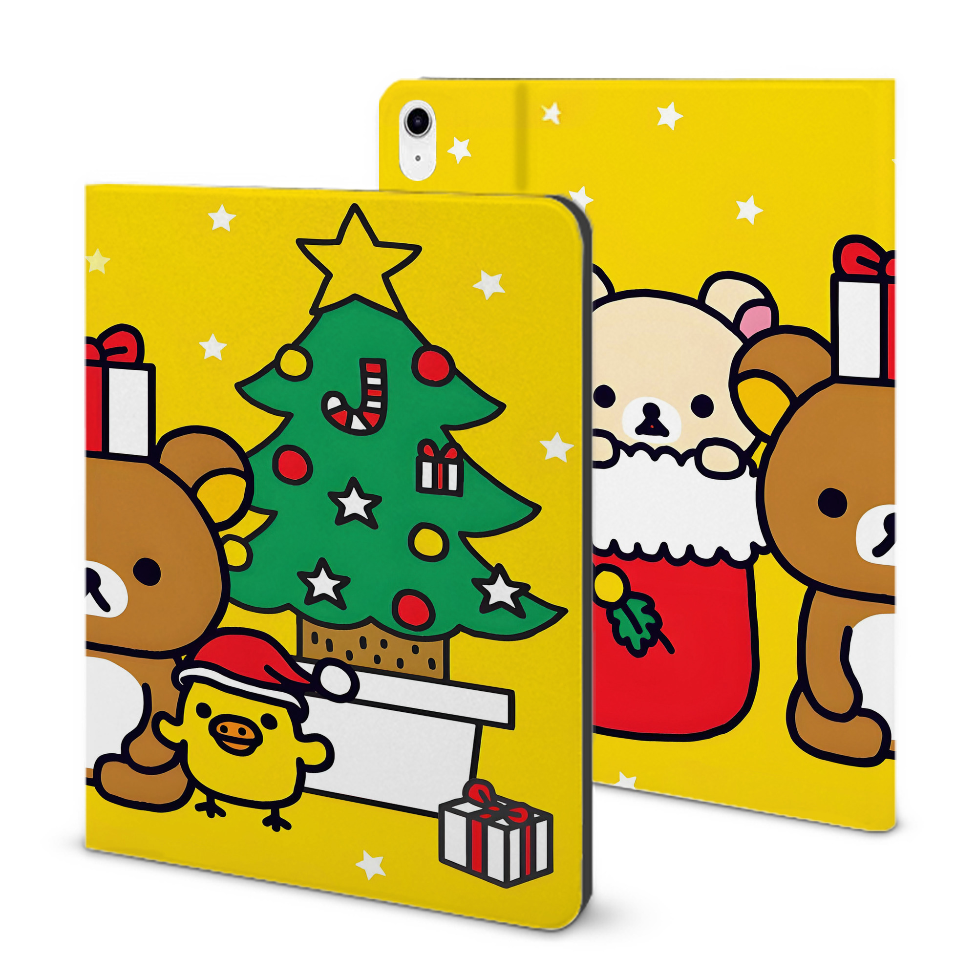 （画像用） リラックマ リラックマ キイロイトリ Rilakkuma Korilakkuma Kiiroitori IPad ケース ブック型 PUレザー TPU 耐衝撃 軽量 薄型 ペン収納なし 全面保護 IPad 各モデル対応